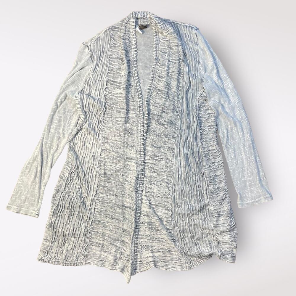 XCVI Gray Open Front Cardigan Textured Pockets‎ Long Sleeve Size L